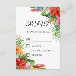 Tropiska Palmblad RSVP-kort | Sommar Destinations Tilläggskort