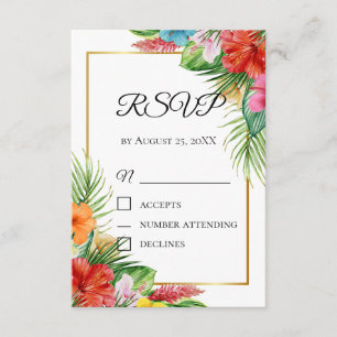Tropiska Palmblad RSVP-kort Sommar Destinations Tilläggskort