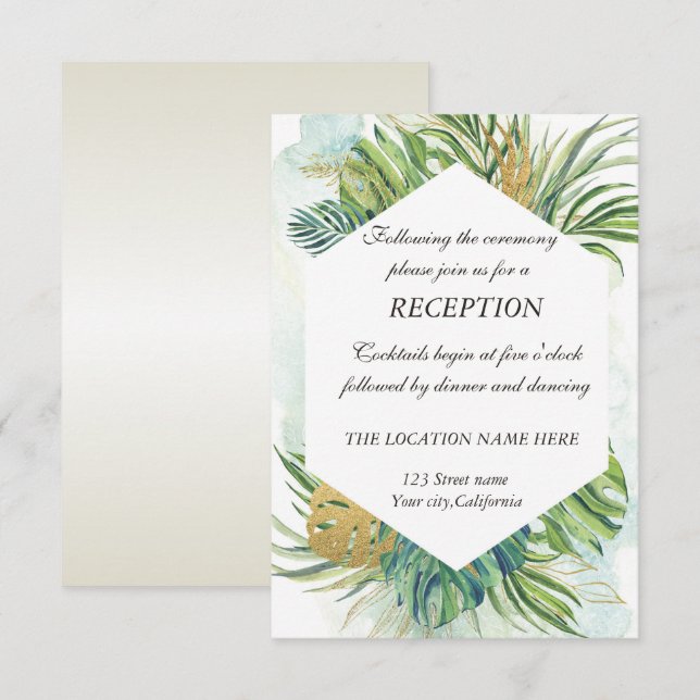 Tropiska palmblad sommarfest  inbjudningar (Fram/baksida)