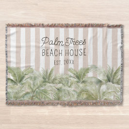 Tropiska palmer Beige ränder Strandhus Filt