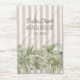 Tropiska palmer Beige ränder Strandhus Kökshandduk
