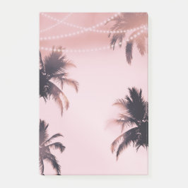 Tropiska palmer & lampor Rosa strandig strand Post-it Block
