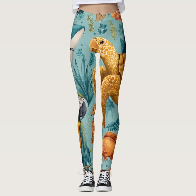 Tropiska Palmer Leggings (Framsida)