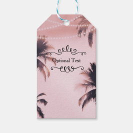 Tropiska Palmer & Ljus Rosa Strand Strand Presentetikett