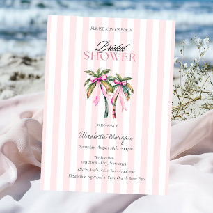 Tropiska Palmer med Rosa Band Bröllopsdusch Inbjudningar