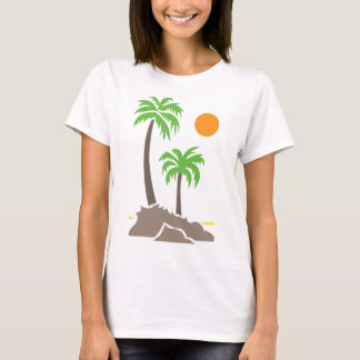 Tropiska palmer med sol på en liten ö iso t shirt