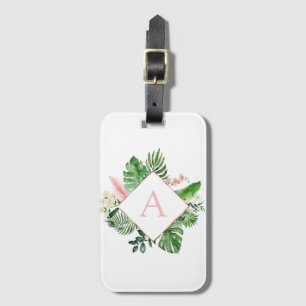 Tropiska Palmer Monogram Rosa Bröllop Bagagebricka