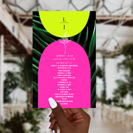 Tropiska palmer neonskyltade valv Monogram Bröllop