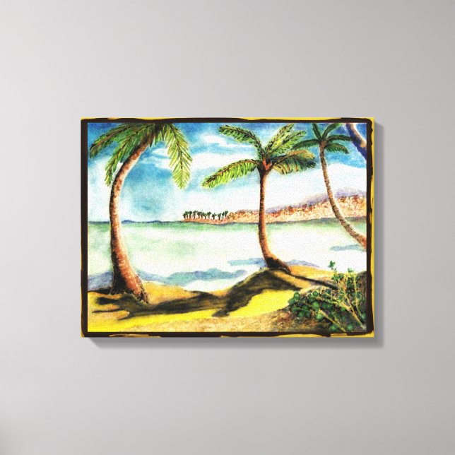 Tropiska palmer och strand Wrap Canvas (Framsida)