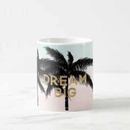 Tropiska palmer Rosa Mint Ombre guld dröm stort Kaffemugg