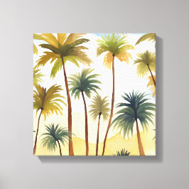Tropiska palmer | Strands vattenfärg-målning Canvastryck
