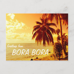 Tropiska palmer vid solnedgång Bora Bora vykort