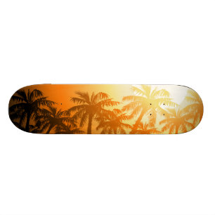 Tropiska palmträd på solnedgången old school skateboard bräda 21,6 cm