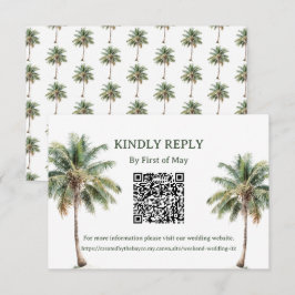 Tropiska Palmträd QR RSVP-kort OSA Kort