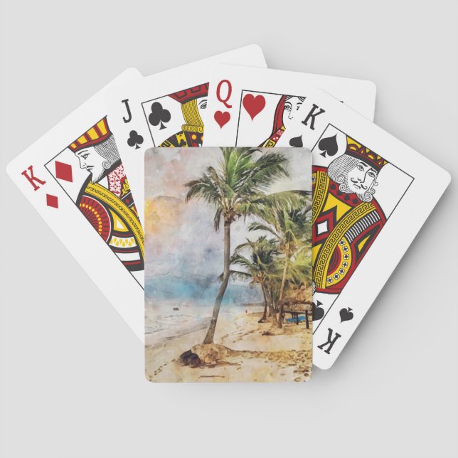 Tropiska Palmträd Spekort Casinokort (Baksidan)