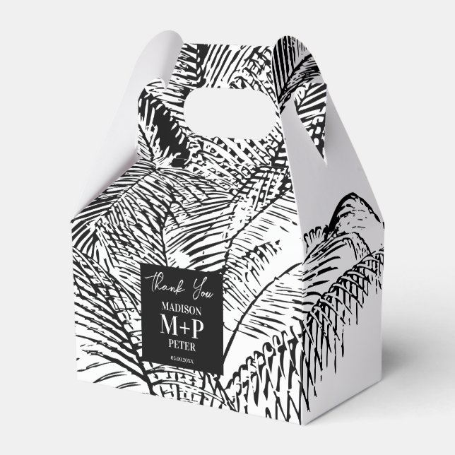 Tropiska palmträdslövar Abstrakt strandbröllop Presentaskar (Framsidan Sidan)