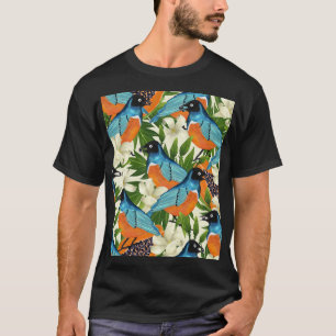 Tropiska papaya och fågel mönster. t shirt