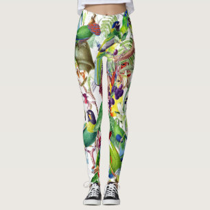 Tropiska papegojafåglar All över tryckdamasker Leggings