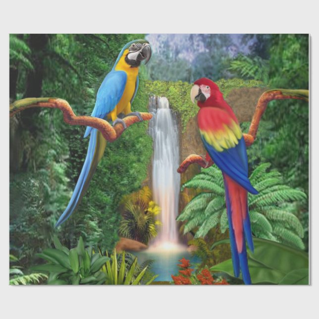 Tropiska papegojor för Macaw Presentpapper (Platt)
