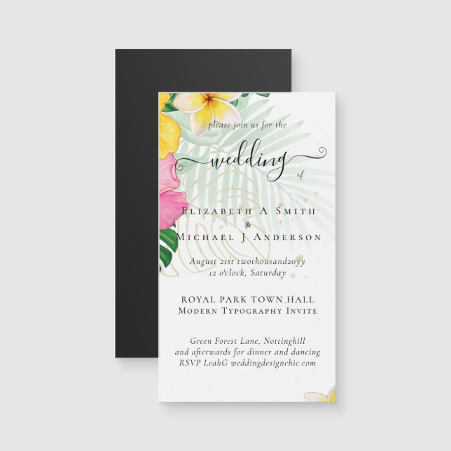 Tropiska paradise Beach Wedding Vibrant-Blommigtar (Fram/baksida)