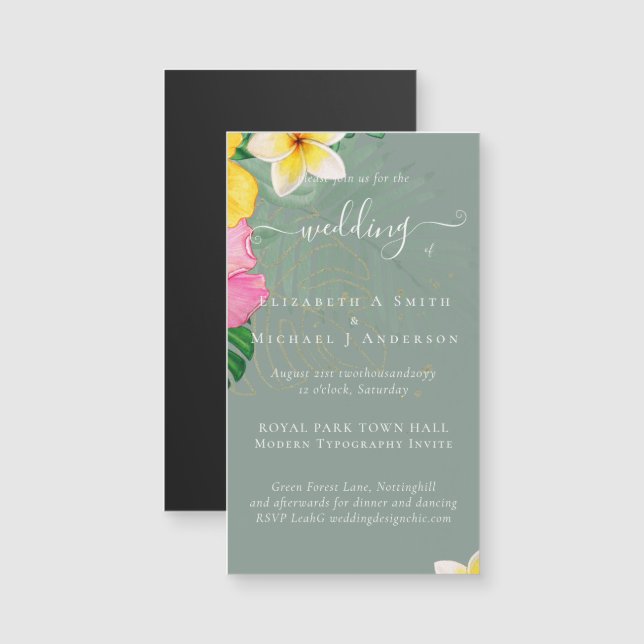 Tropiska paradise Beach Wedding Vibrant-Blommigtar (Fram/baksida)