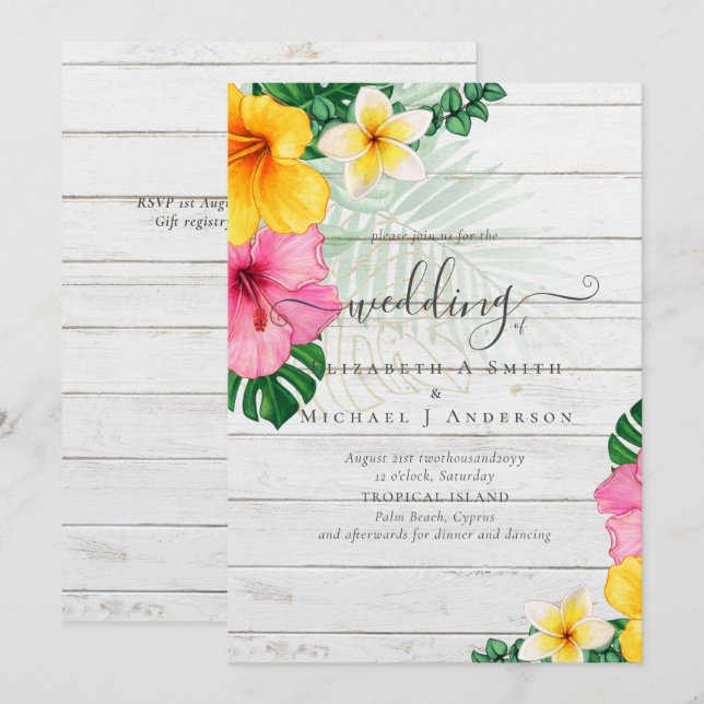 Tropiska paradise Beach Wedding Vibrant-Blommigtar (Fram/baksida)