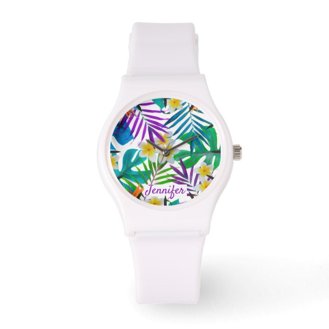 Tropiska paradise Garden Monogram Namn Armbandsur (Framsida)