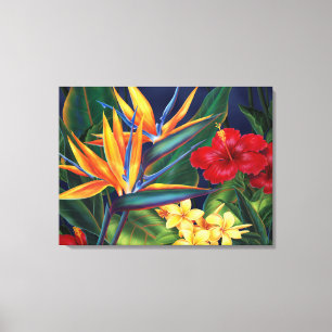 Tropiska paradise Hawaiian 3-Panel Wrapped Canvas
