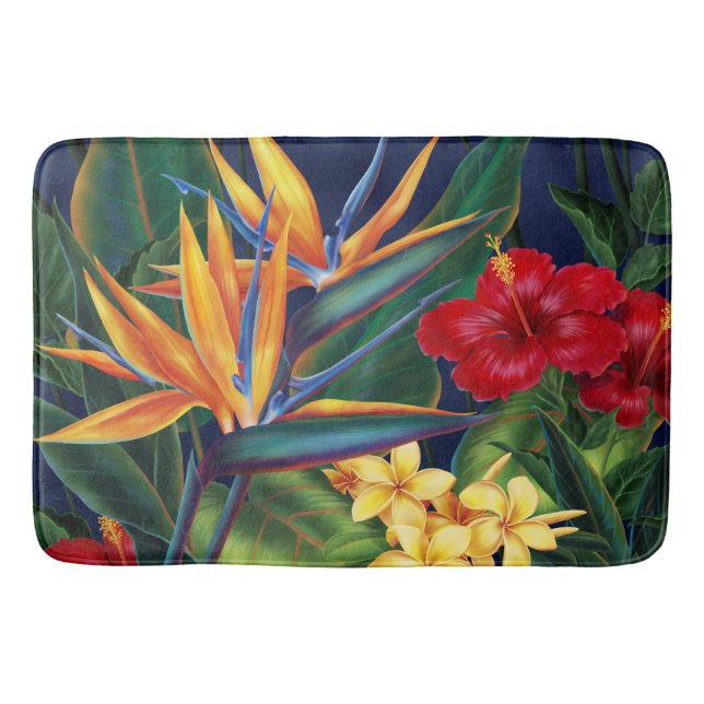 Tropiska paradise Hawaiian Blommigt Badrumsmatta (Framsidan)