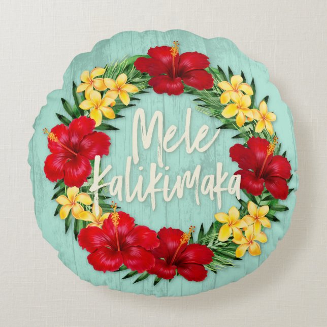 Tropiska paradise Hawaiian Helgdag Wandewood Rund Kudde (Framsidan)