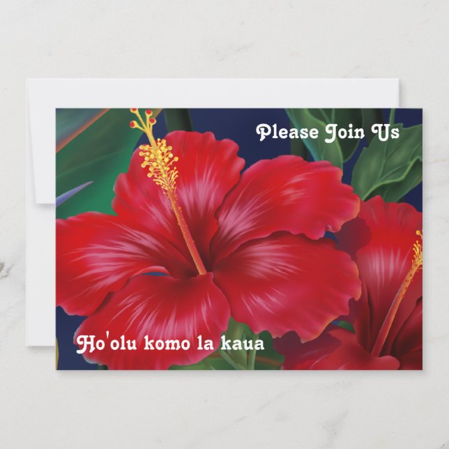 Tropiska paradise Hibiscus Luau-inbjudningar Inbjudningar (Framsida)
