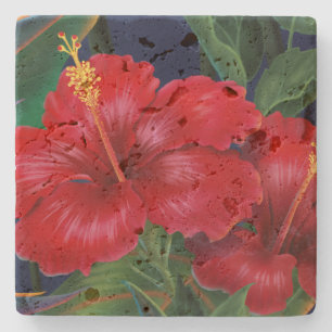 Tropiska paradise Hibiscus Stone Tiki Pub Underläg Stenunderlägg