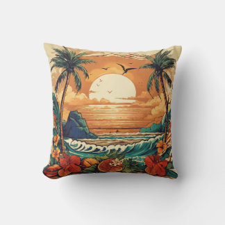 Tropiska paradise i Sailor Jerry Tattoo Art Stil Kudde