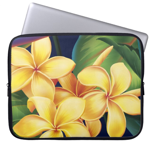 Tropiska paradise Plumeria Neoprene Wetdräe Laptop Sleeve (Framsidan)
