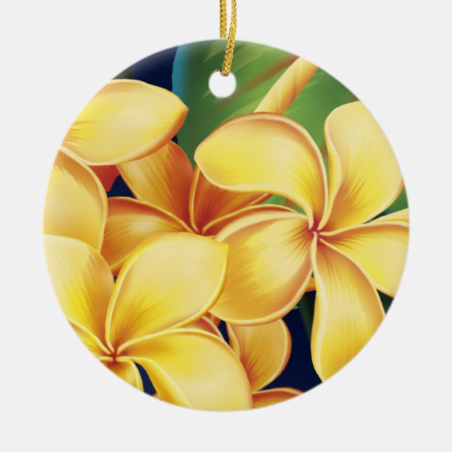Tropiska paradise Plumeria Ornaments Julgransprydnad Keramik (Framsidan)