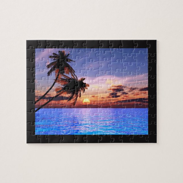 Tropiska paradise Sunset Puzzle Pussel (Horisontell)