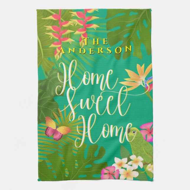 Tropiska paradise Sweet Home Grönt Kökshandduk (Vertikal)