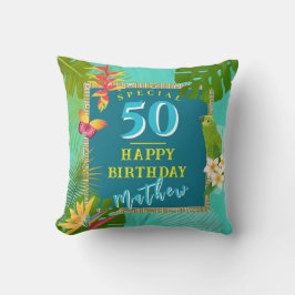 Tropiska paradise Yarly Birthday Teal Kudde