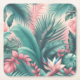 Tropiska paradiset Botaniska Mönster Underlägg Papper Kvadrat