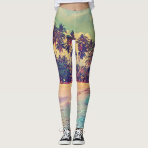 Tropiska paradiset: hav, hotell, strand. leggings