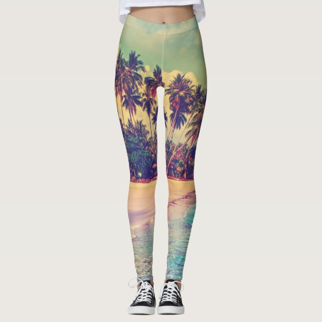 Tropiska paradiset: hav, hotell, strand. leggings (Framsida)