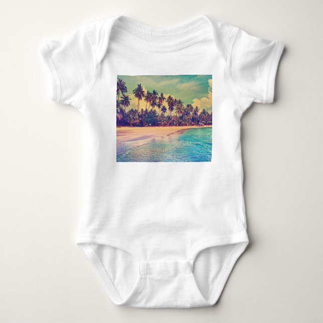Tropiska paradiset: hav, hotell, strand. t shirt (Framsida)