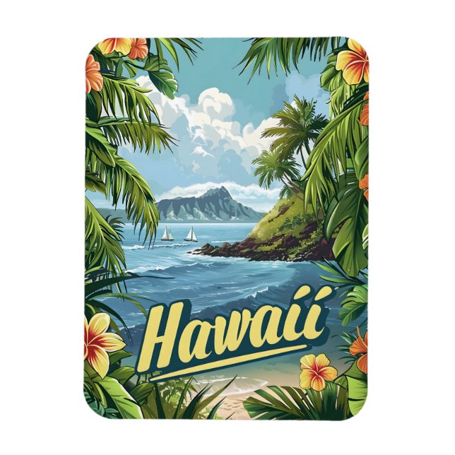 Tropiska paradiset: Hawaiis kustbloom Magnet (Vertikal)