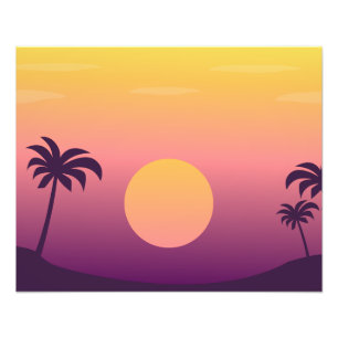 Tropiska paradiset: Solnedgång med Handflatan Träd Fototryck