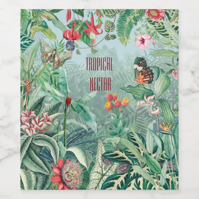 Tropiska paradiset vinflaska etikett (Singel etikett)