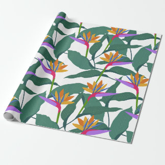 Tropiska paradisfågelsblommor mönstrade presentpapper