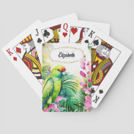 Tropiska parakordjungelblommor av fågelvattenfärg casinokort
