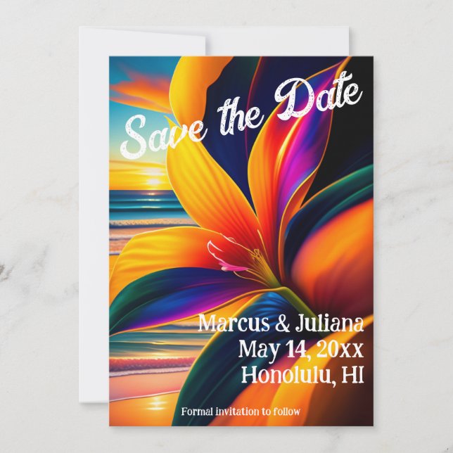 Tropiska parkeringsblommor Spara datumet (Framsida)