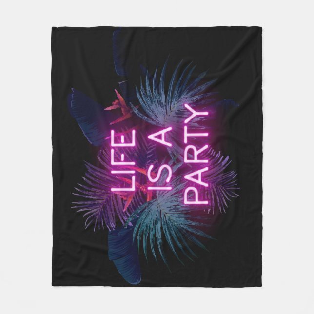 Tropiska party, neon handflatan löv. fleecefilt (Framsidan)