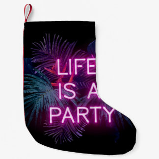 Tropiska party, neon handflatan löv. liten julstrumpa